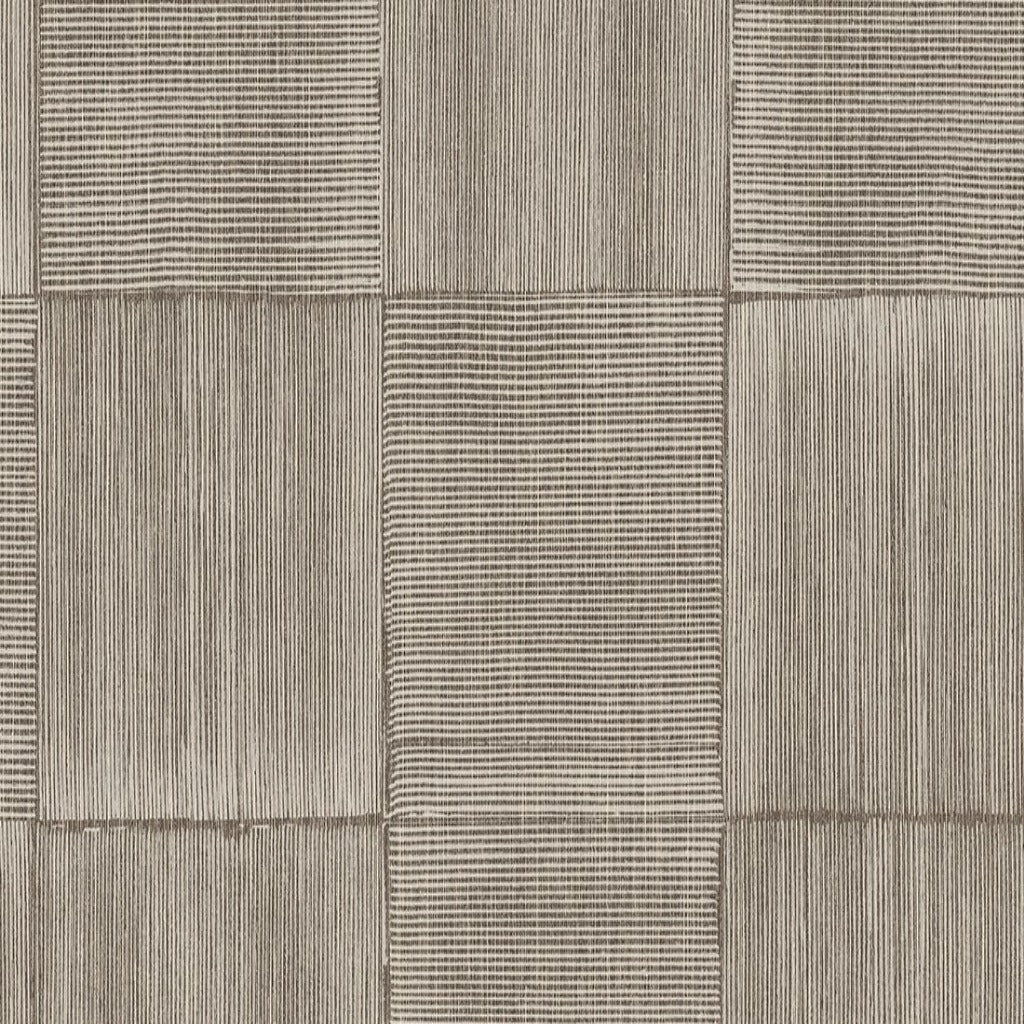 close up of a gray-beige wallpaper. Wallpaper is geometric and textured.